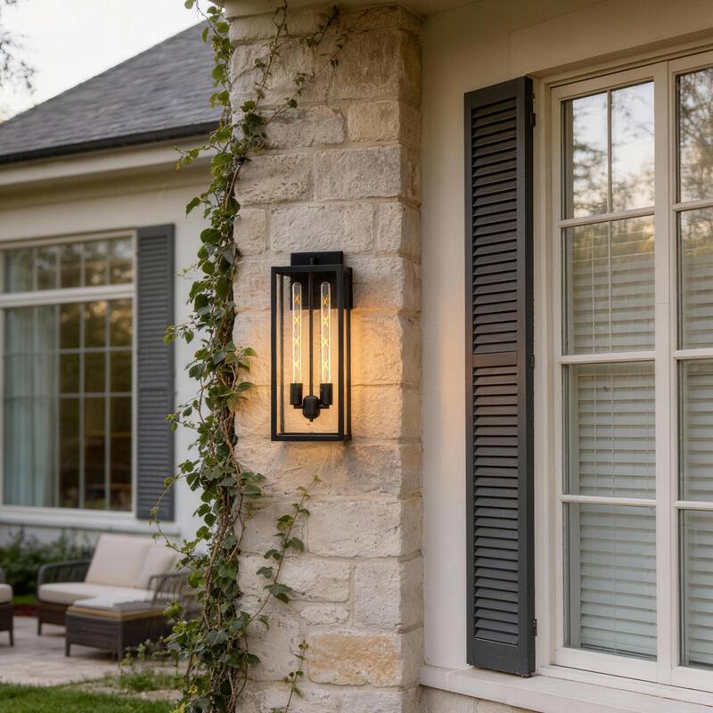 Large Medium Iron Rectangular Outdoor Wall Light