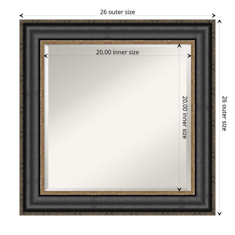 Beveled Bathroom Wall Mirror - Thomas Black Bronze Frame - Thomas Black Bronze - Outer Size: 26 x 26 in