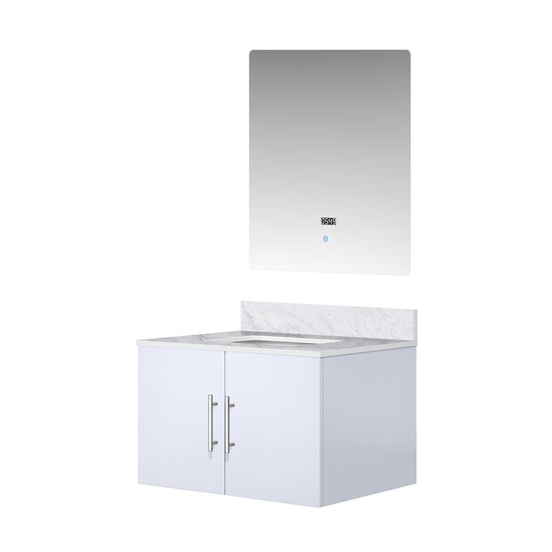 Bathroom Vanity with Marble Top, Soft Close Cabinet, Spacious Storage, and Mirror Included - Scratch and Stain Resistant