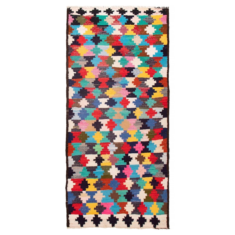ECARPETGALLERY Flat-Weave Ankara Multi Color Wool Kilim - 5'5 x 11'8 - Multi Color - 5'5 x 11'8