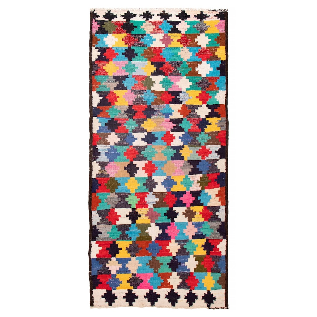ECARPETGALLERY Flat-Weave Ankara Multi Color Wool Kilim - 5'5 x 11'8