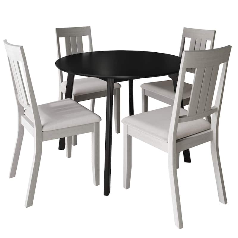 CraftPorch Classic 4-Piece Chair and Round Table Wooden Dining Set