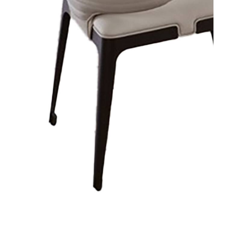 Black/Beige Faux Leather Upholstered Metal Frame Dining Chair, Set of 2, Sturdy Dining Chair for Dining Rooms - 20.5