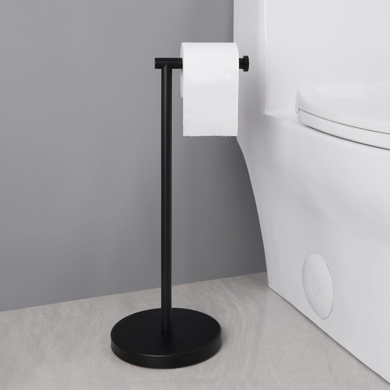Latitude II Freestanding Toilet Paper Holder, Matte Black 