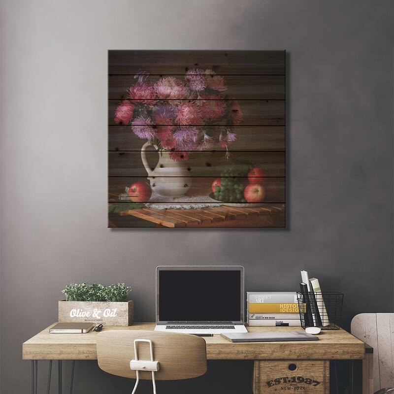 August Gifts Of The Garden Print On Wood by Tatiana Skorokhod - Multi-Color