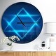 preview thumbnail 1 of 7, Designart 'Neon Star of David' Oversized Modern Wall CLock