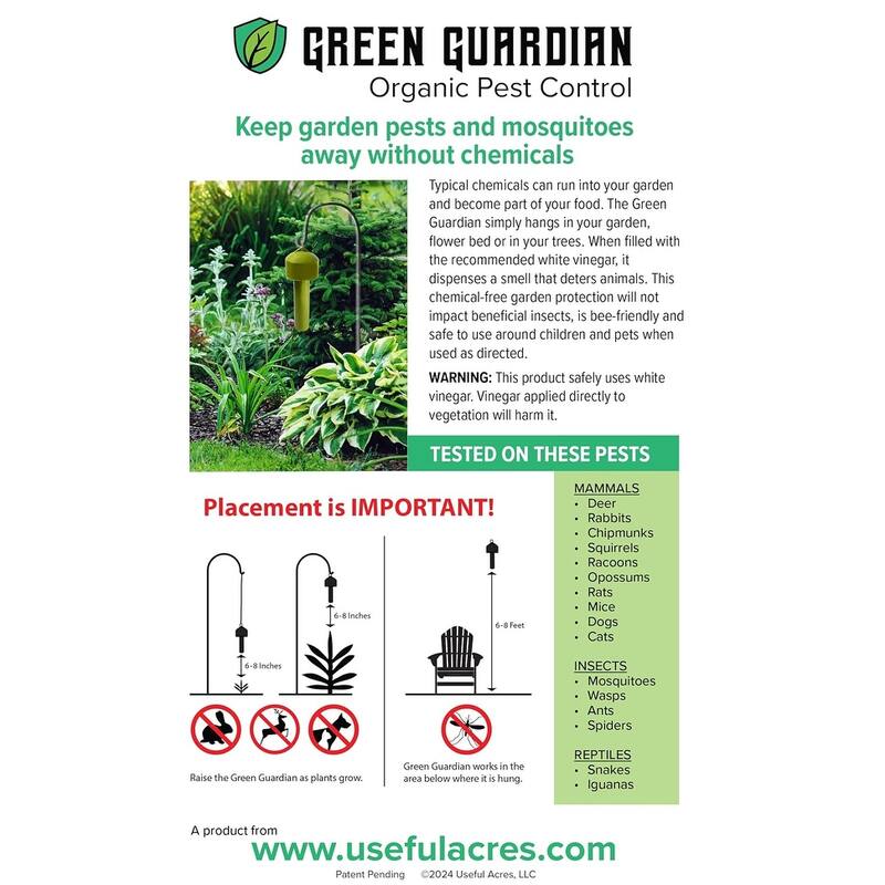 Green Guardian Garden and Mosquito Pest Control Device – Chemical Free, Pet Safe, 16 Ft Coverage