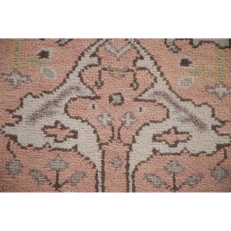 Pink Oushak Style Runner Rug Handmade Wool Carpet - 2'6"x 10'2"