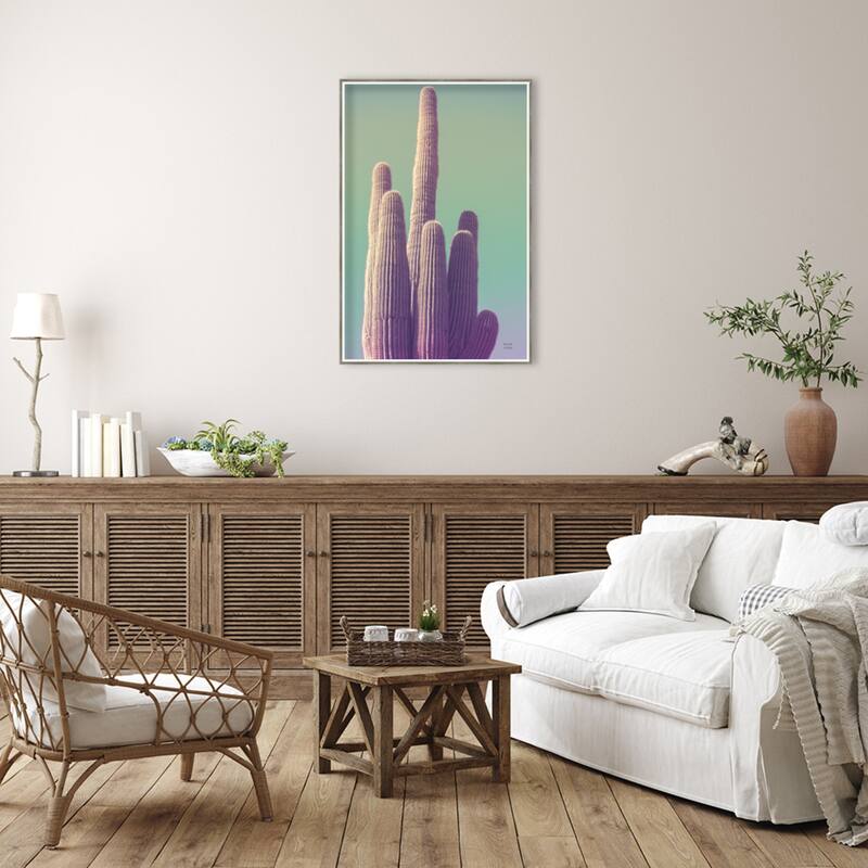Saguaro Green Pastel by Nathan Larson Wood Framed Wall Art Print