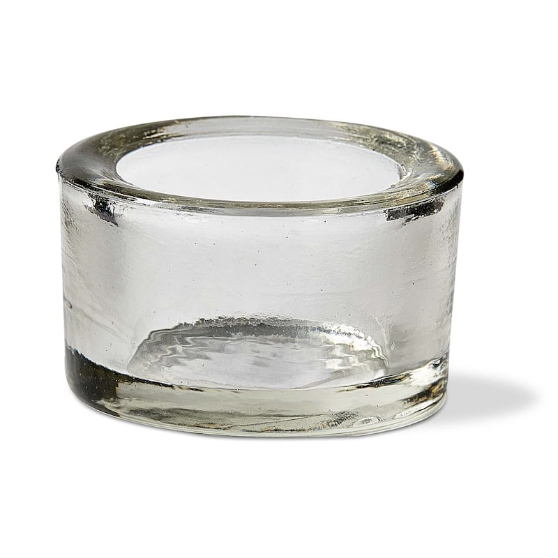 Chunky Clear Glass Tealight Holder - Stylish Candle Holder for Everyday Use, 1.5" H x 2.5" L x 2.5" W