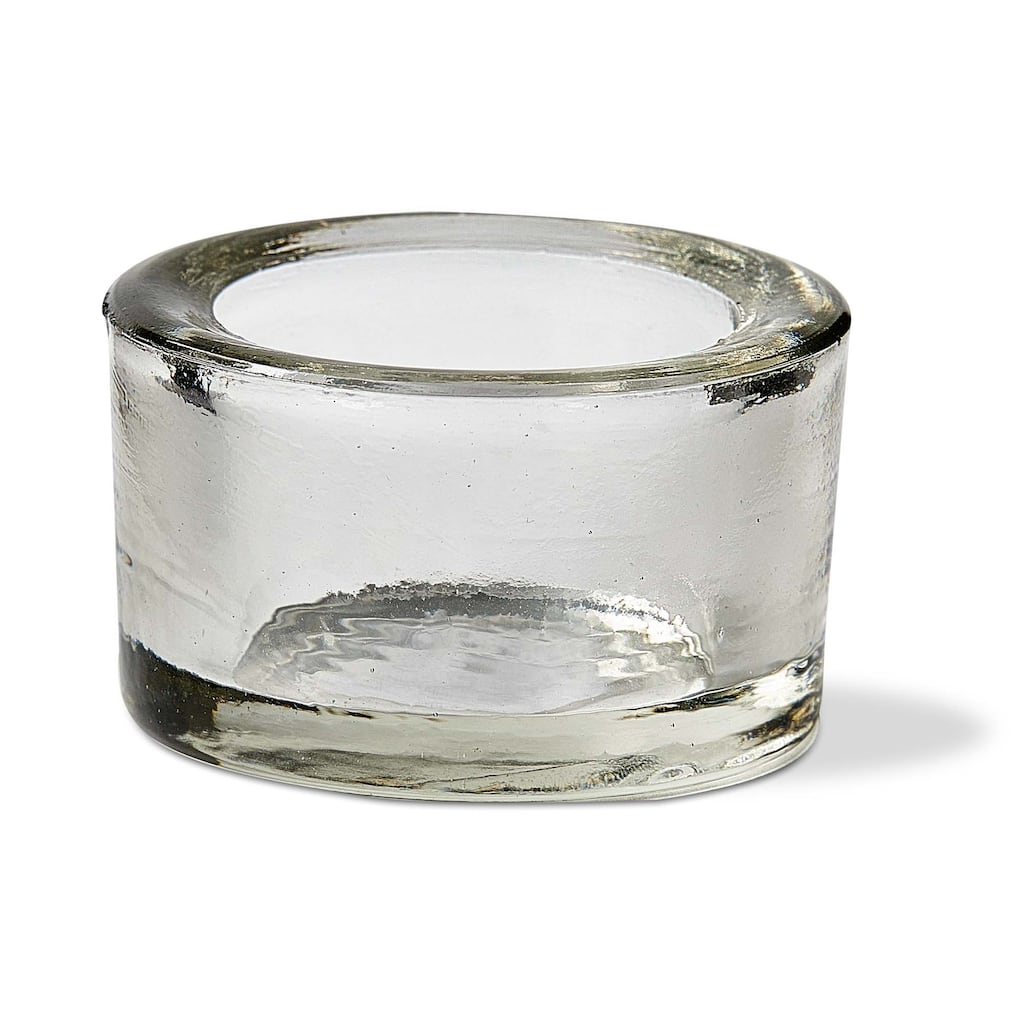 Chunky Clear Glass Tealight Holder - Stylish Candle Holder for Everyday Use, 1.5" H x 2.5" L x 2.5" W