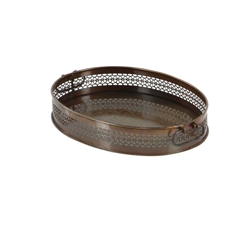 Brown Metal Living Room Decor Tray (Set of 2) - 12.5 x 17 x 2.5
