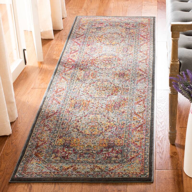 SAFAVIEH Luxor Belia Boho Medallion Distressed Rug - 2'2" x 7' Runner - Ivory/Fuchsia