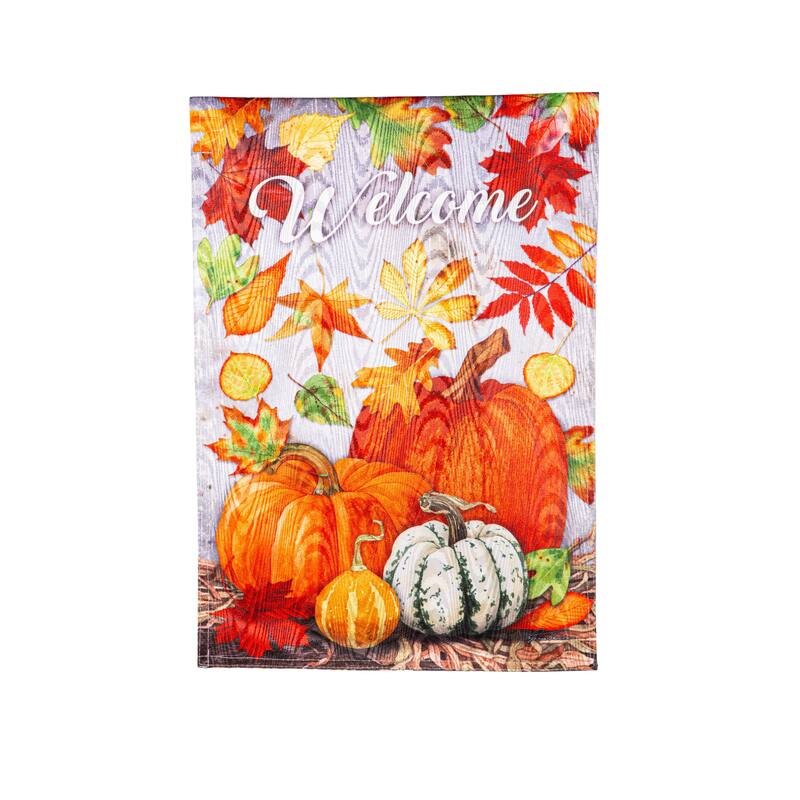 Leaves and Pumpkins Moire House Flag