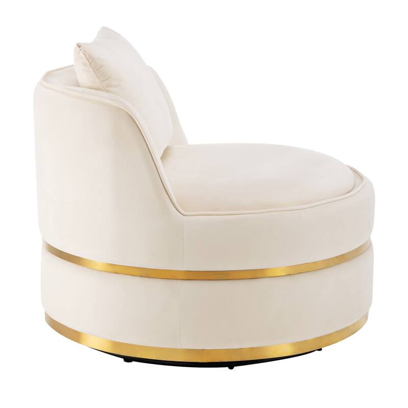 360 Degree Swivel Accent Chair Velvet Modern Upholstered Barrel Chair Over-Sized Soft Chair with Seat Cushion