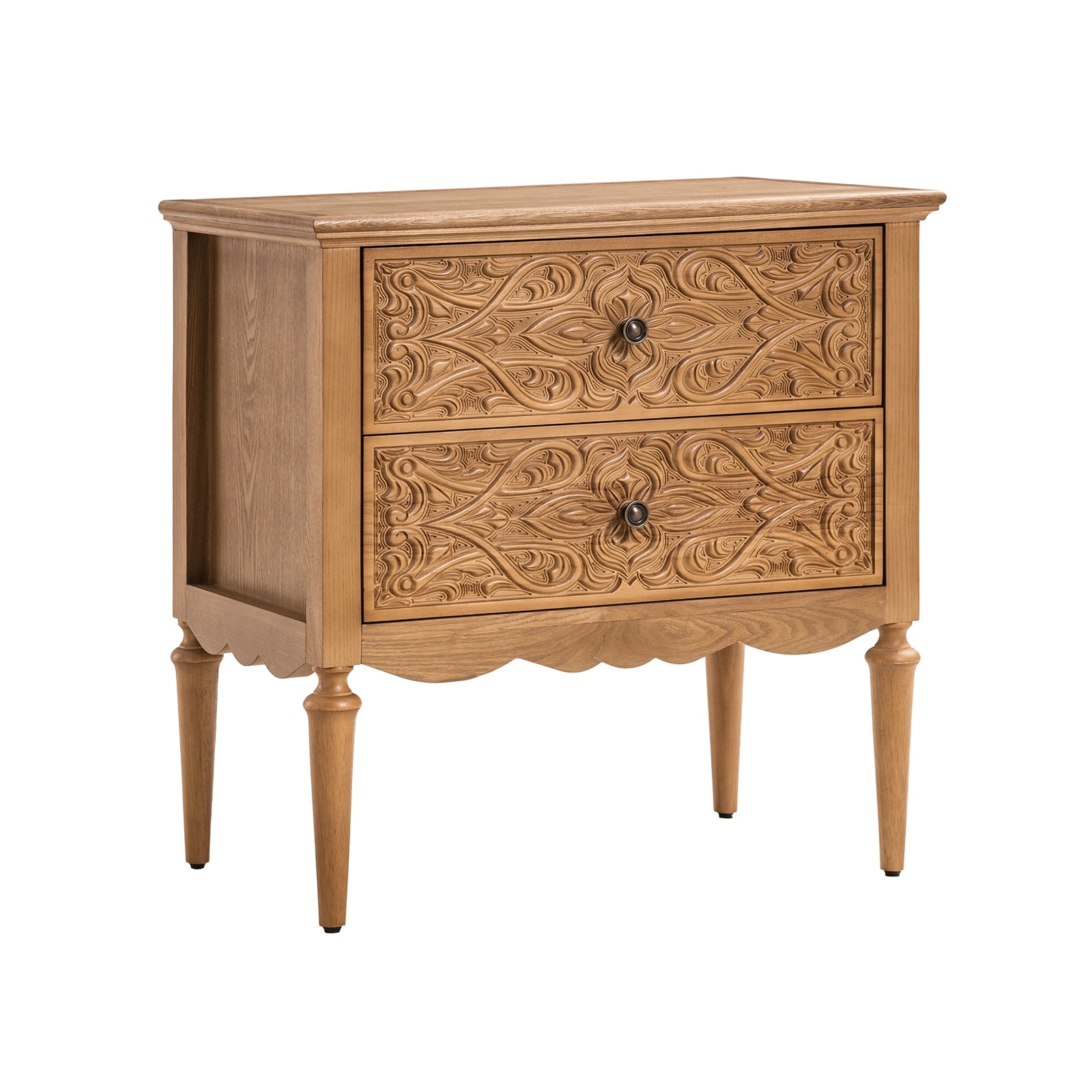 Lothar Traditional 28"Tall 2-Drawer End Table with Solid Wood Legs By HULALA HOME