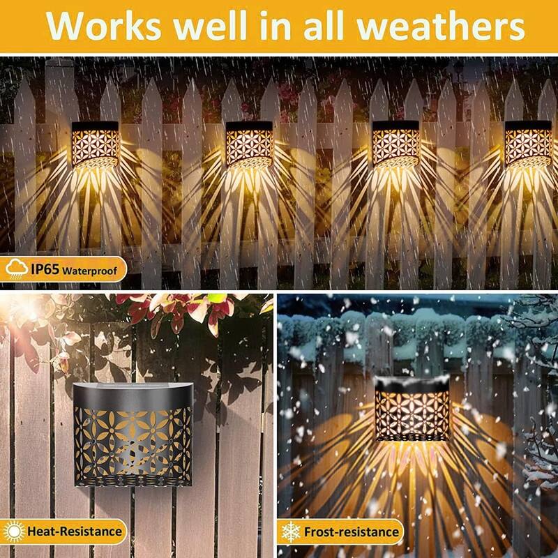 6 Pack Solar Wall Lights Outdoor Waterproof Motion Sensor LED Fence Deck Security Lighting - N/A