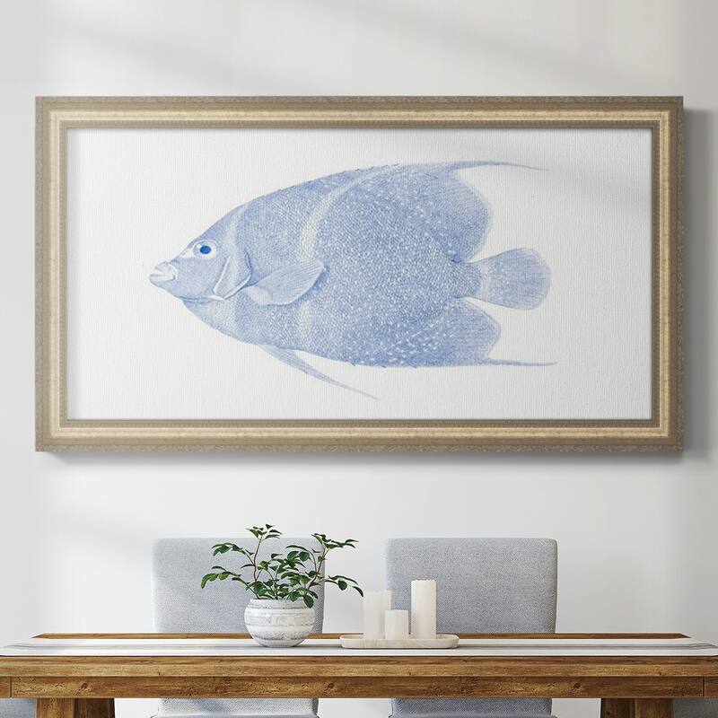 Blue & White Tropical Fish V Premium Framed Canvas- Ready to Hang