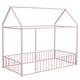 preview thumbnail 35 of 46, Twin/Full Size Floor Bed,Metal Playhouse Bed Frame with Fence