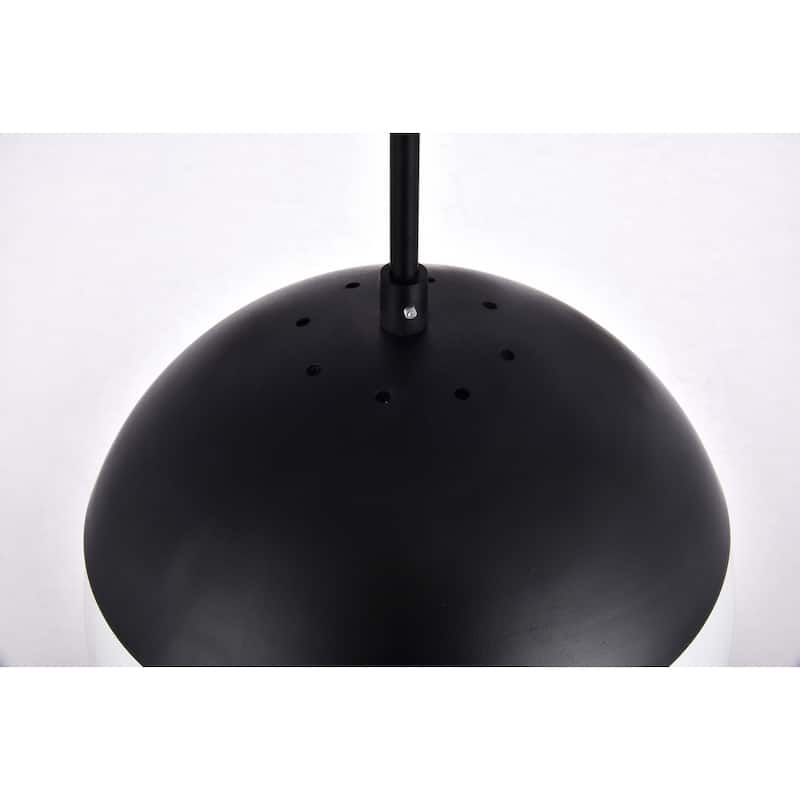 Elian 1-Light Plug in Pendant with Frosted White Shade - Black - 10" Diameter