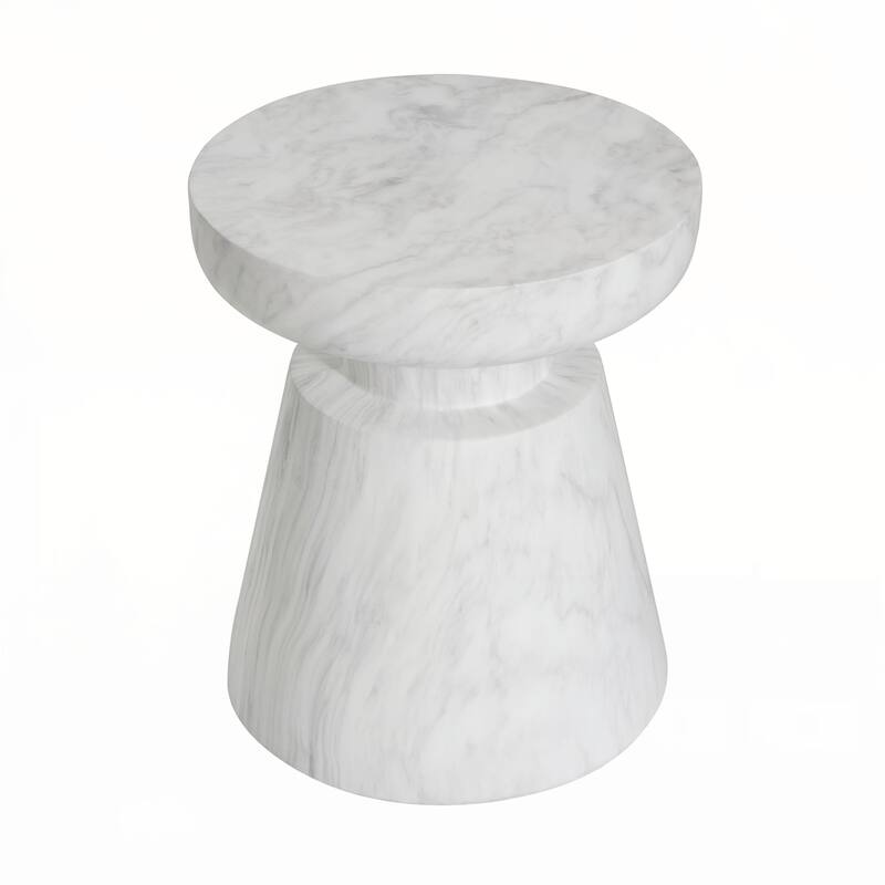 Outdoor Travertine Side Table,White