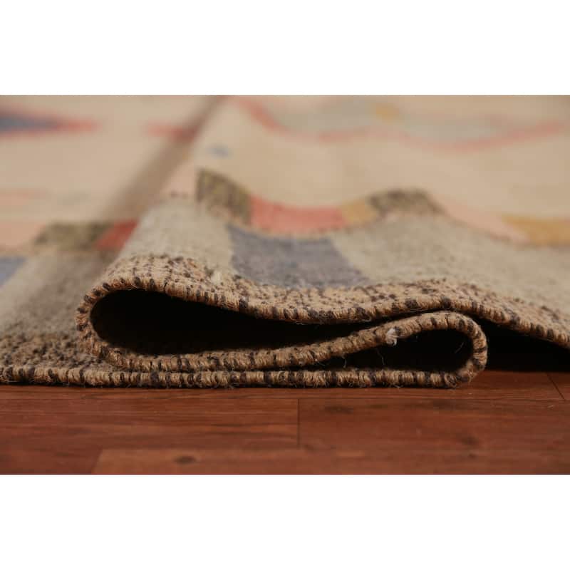 Hand Woven Oriental 100% Jute Carpet Southwestern Modern Beige & Ivories Kilim Area Rug - 13' 3'' X 10' 3''