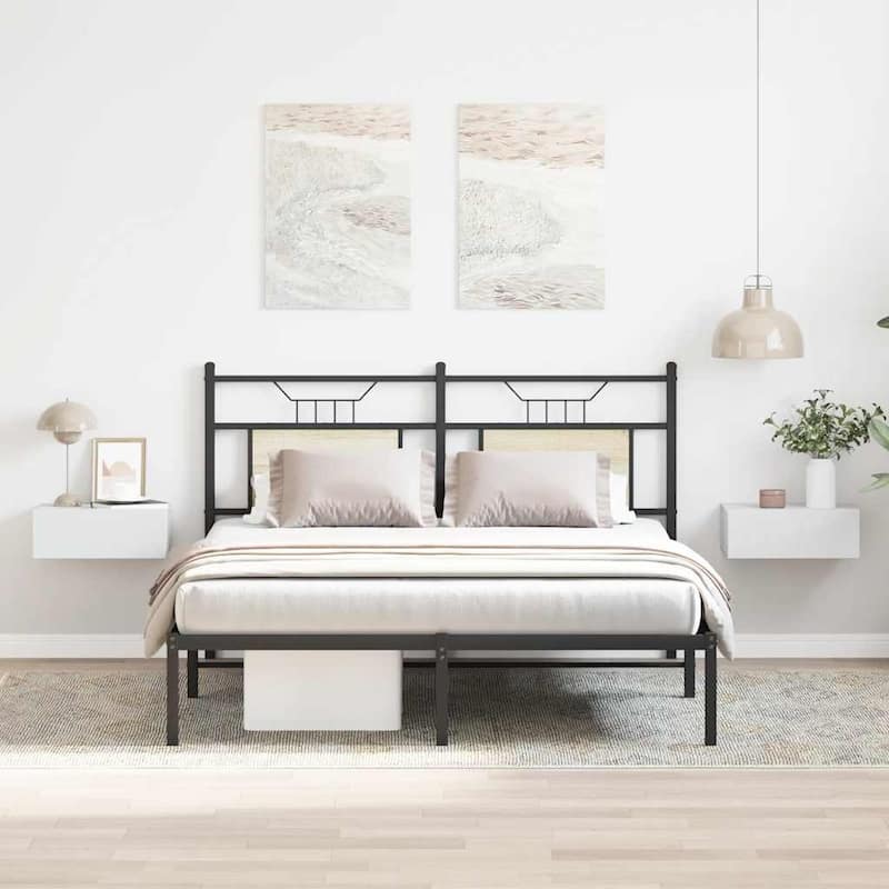 vidaXL Floating Nightstands Wall Mounted Bedside Furniture Engineered Wood - White - 2