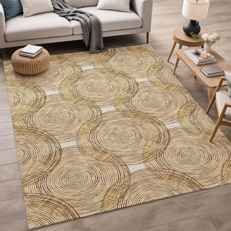 Machine Washable Indoor/ Outdoor Modern Pune Chantille Rug