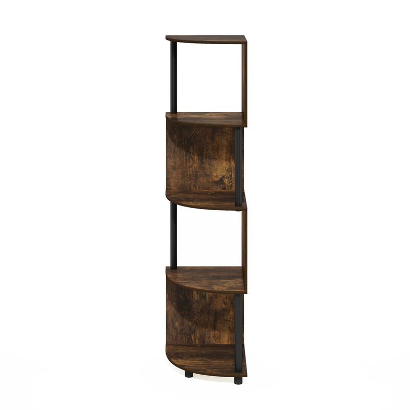 57.72 in. Tall Pine/Black Wood 4-Shelf Bookcase