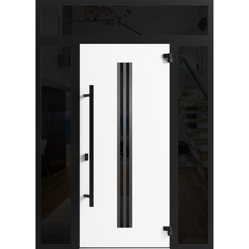 Front Exterior Prehung Steel Door Ronex 1055 Teak Entry Metal Painted W36xH80 Left hand Inswing