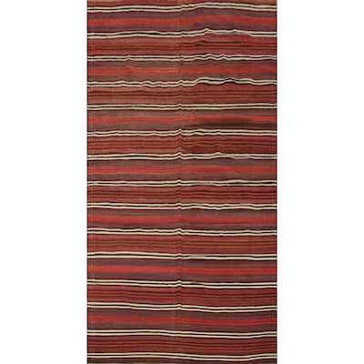 Hand Woven Oriental 100% Wool Carpet Southwestern Tribal Red Kilim Area Rug - 10' 2'' X 4' 10''