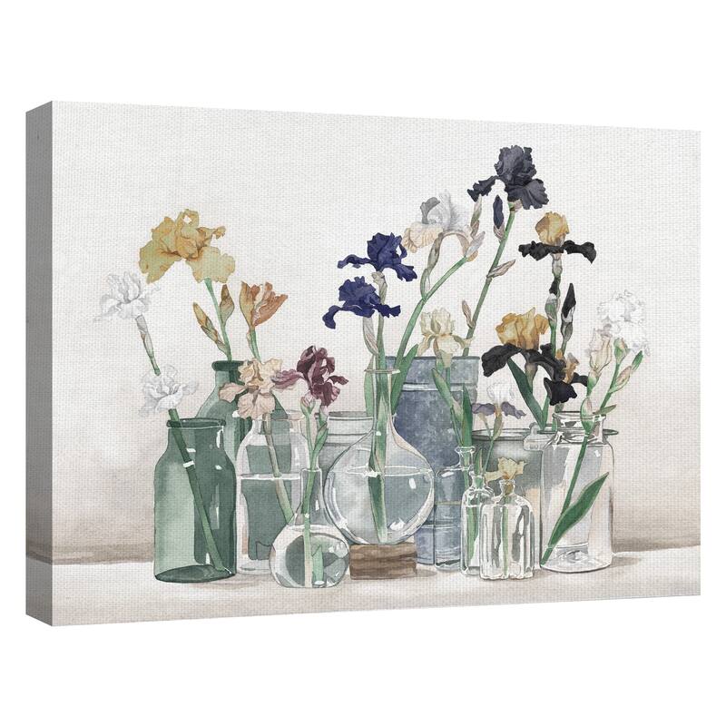 Irises in Vases Ivory by Suzanne Cruise Creative Services Canvas Art Print