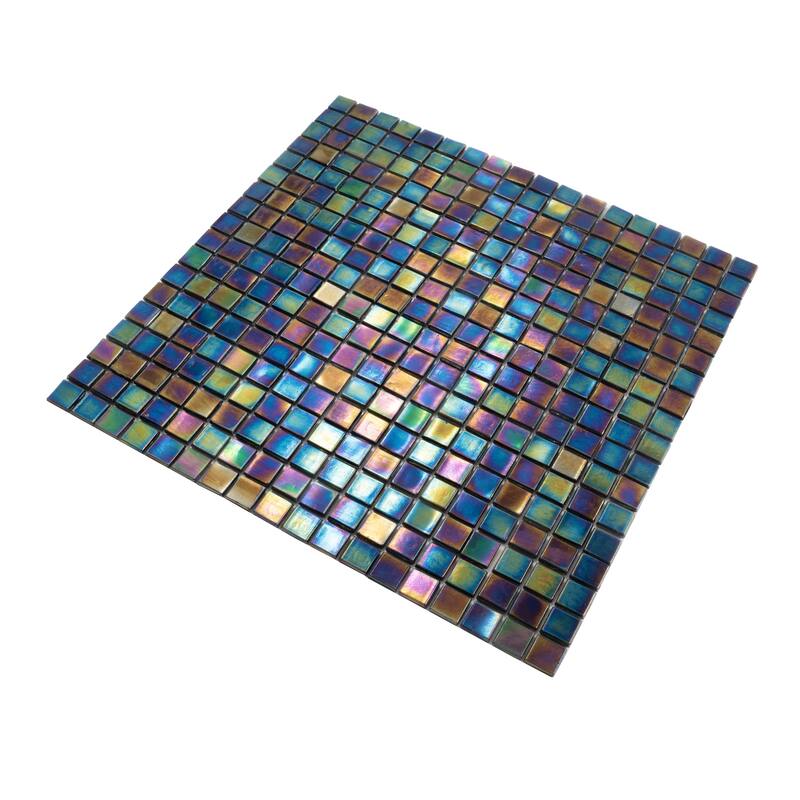 Apollo tile 12" x 12" Skosh Glossy Shimmer Multi Blue Glass Tile (18.69 sq ft/case) - 20 Pack