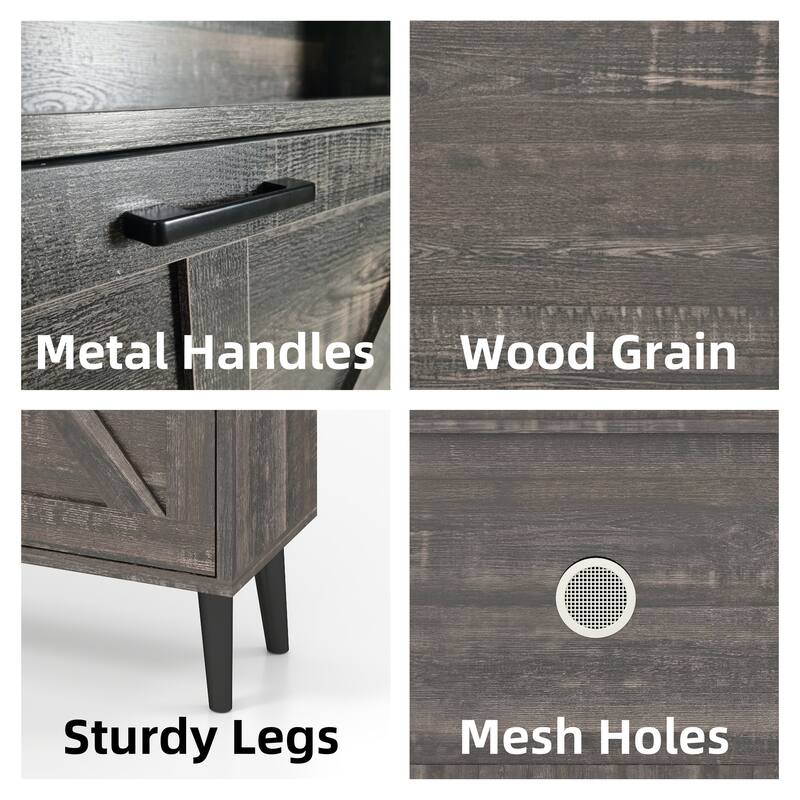GDFStudio - Charlotte Farmhouse Shoe Storage Cabinet with Barn Door Elegance and Smart Organization