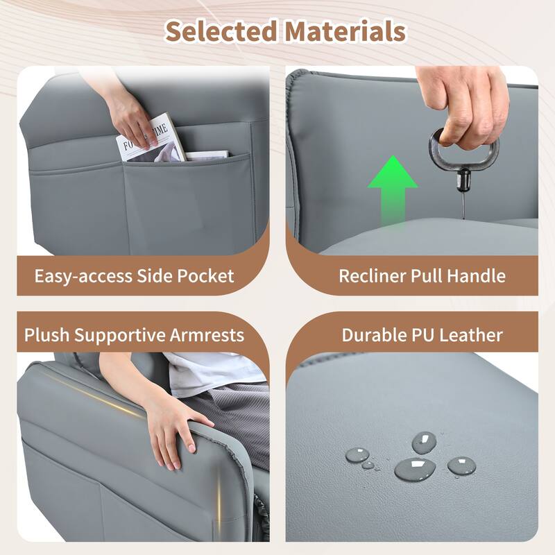 360°Swivel Rocker Recliner Chair,Swivel Nursery Rocking Chair w/Pull Ring,Glider Chair,Modern Rocking Swivel Recliner Chair