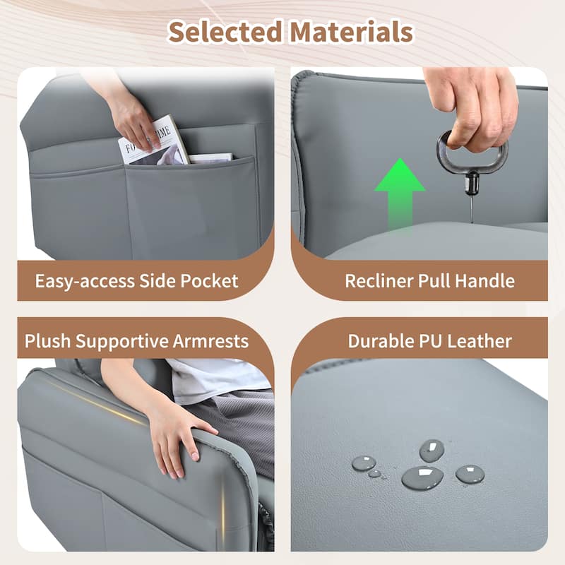 GDFStudio - 360° Swivel Rocker Recliner Chair with Manual Pull-Ring Recline