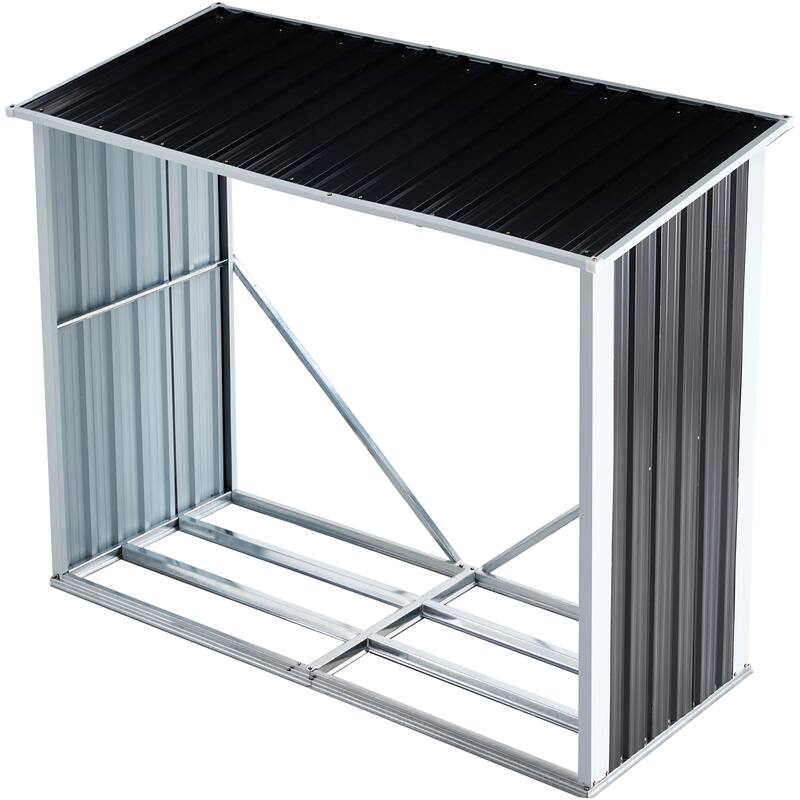 71FT Galvanized Steel Log Shed,Roofed Design for Yard,Patio,Anthracite