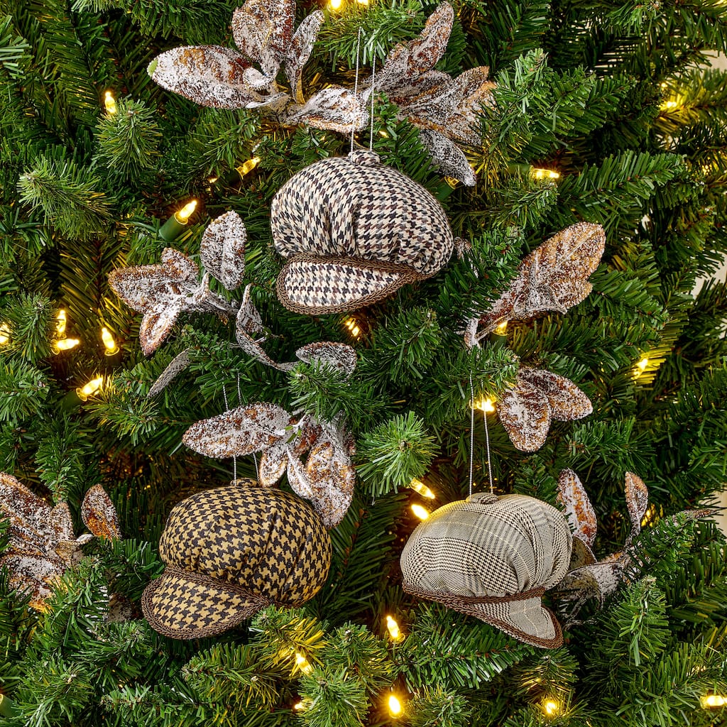 4" Fabric Caddy Country Club Cap Ornament Set of 3