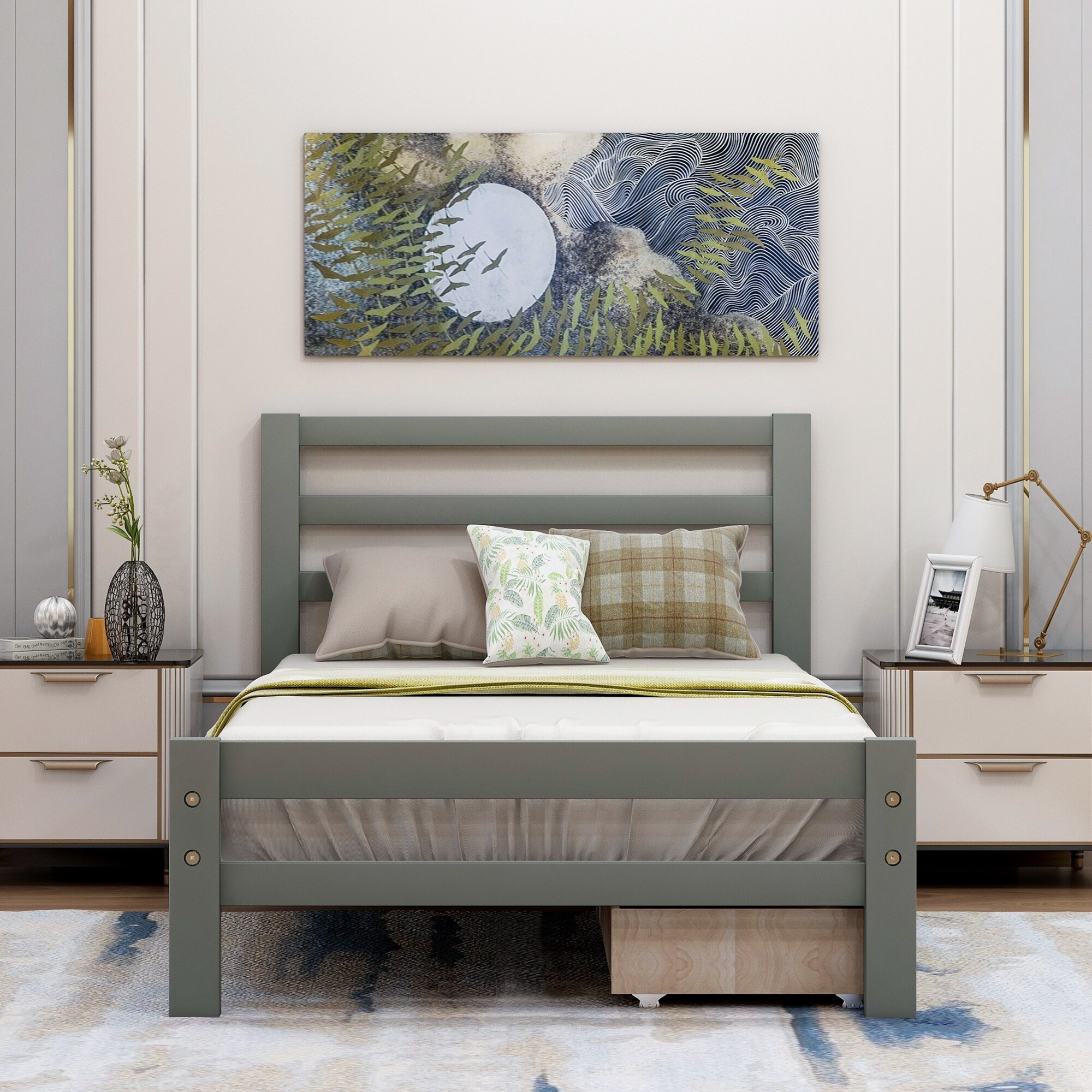 Modern Wood Platform Bed Frame with Storage - Overstock - 33912430