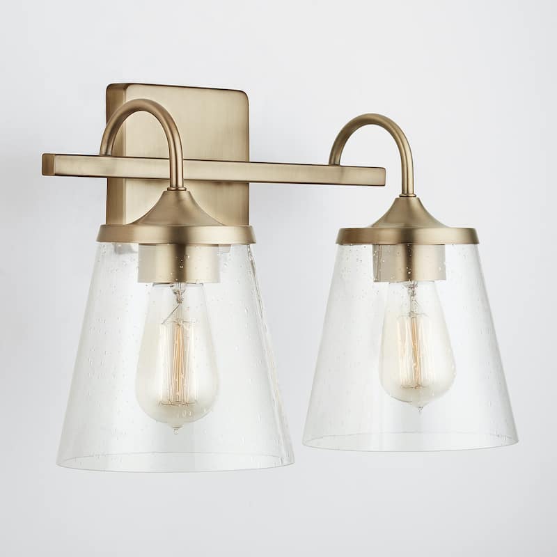 Jayne 2-light Bath/ Vanity Fixture w/ Clear Seeded Glass