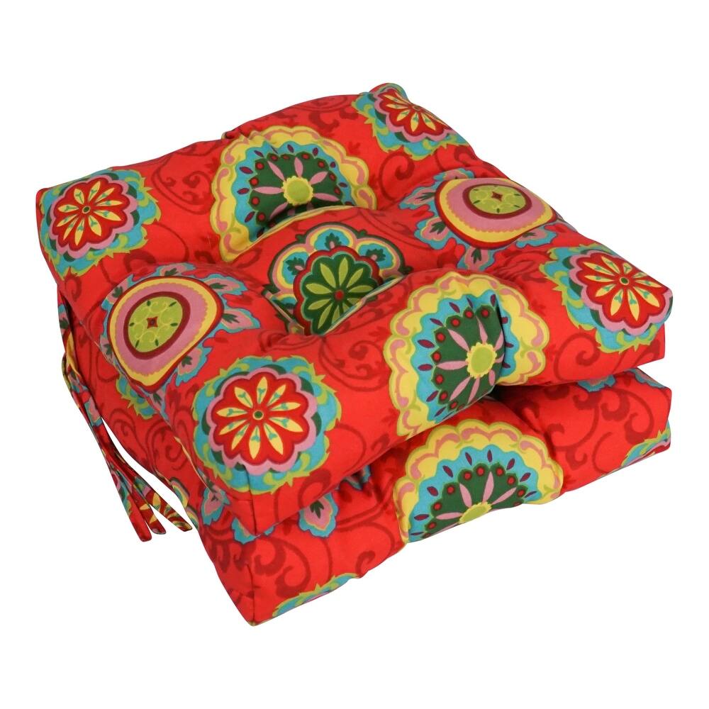 16-inch Square Tufted Indoor/Outdoor Chair Cushions (Set of 2) - 16"