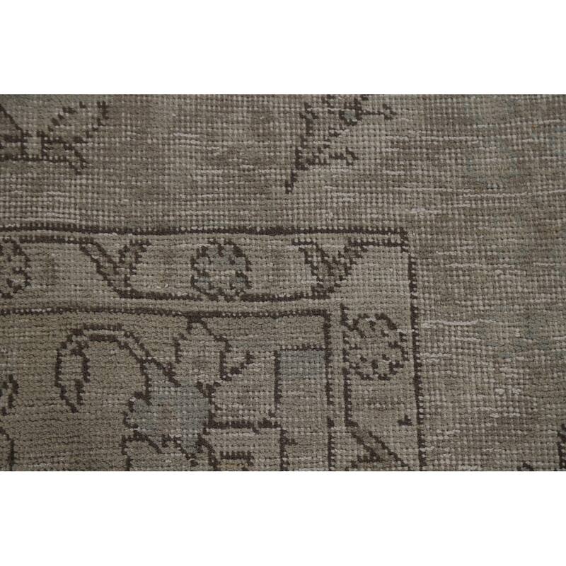 Distressed Beige Tabriz Persian Vintage Rug Handmade Wool Carpet - 6'6"x 9'7"