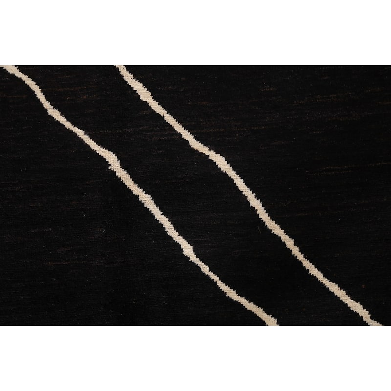 Vegetable Dye Contemporary Moroccan Wool Area Rug Hand-knotted Carpet - 7'10" x 9'8"
