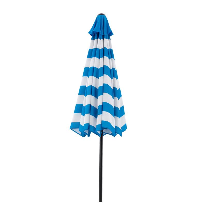 Pure Garden 9ft Striped Patio Umbrella with Push Button Tilt