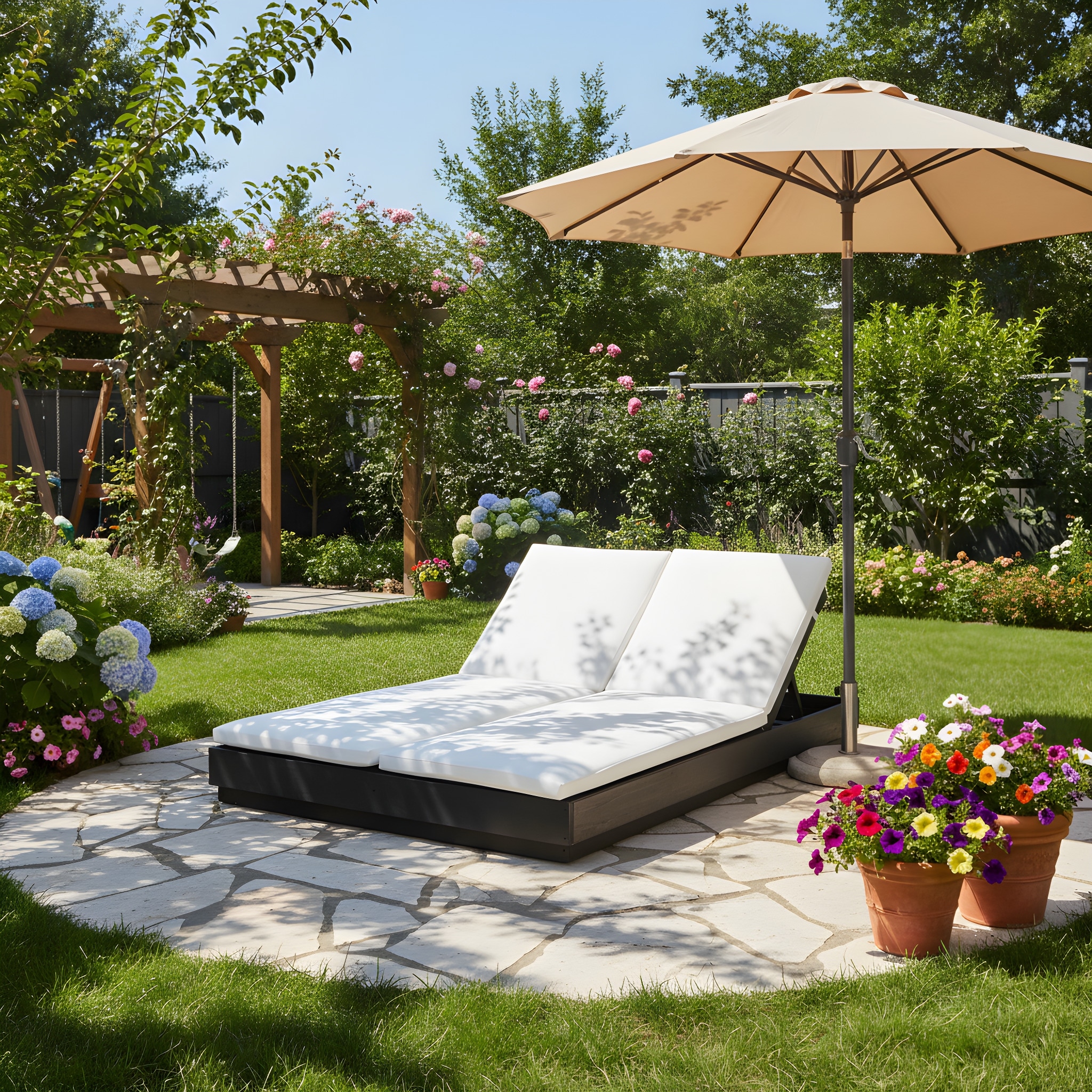 Christopher Knight Home - Xena Outdoor 1-Piece Acacia Wood Double Chaise Lounge with Adjustable Backrest & Removable Cushion