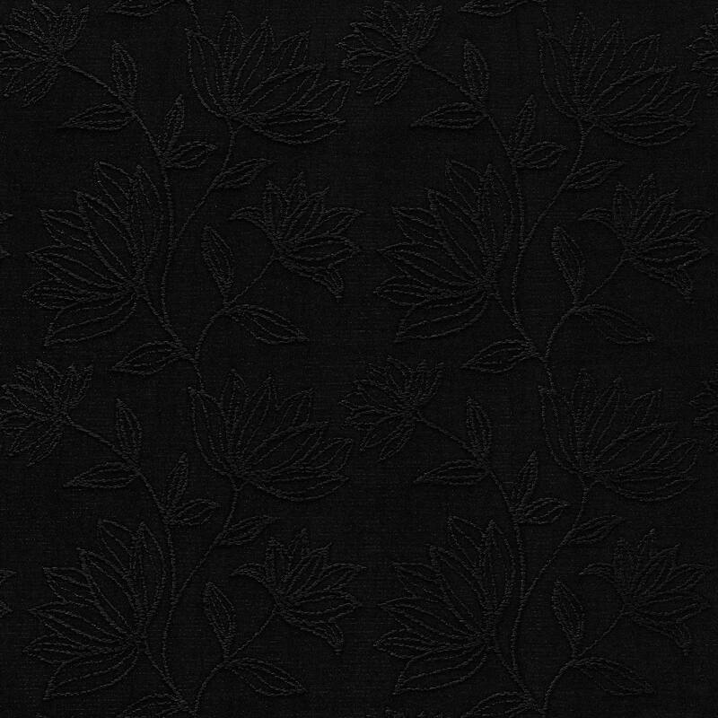Sun Zero Bronte Floral Jacquard Total Blackout Rod Pocket 1-Piece Curtain Panel, Single Panel