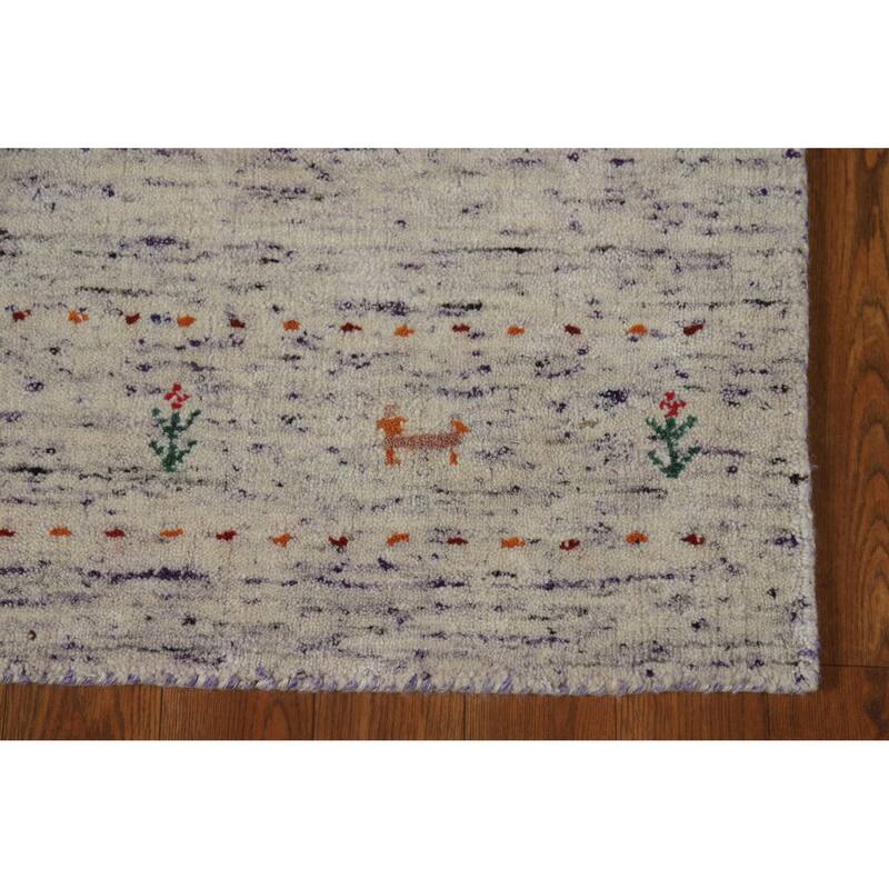Tribal Gabbeh Indian Runner Rug Handmade Purple Wool Carpet - 2'4" x 9'6"