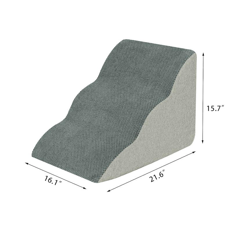 Adeco 3-Tier Dog Stairs Soft Dog Ramp with Removable Cover