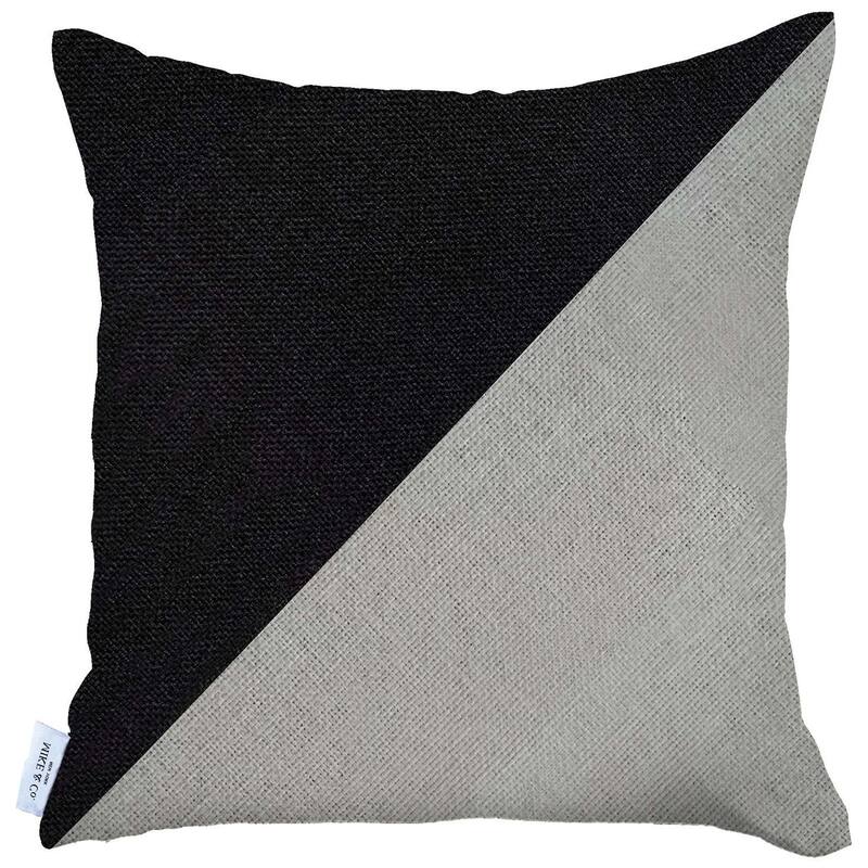 HomeRoots 18" X 18" Black And Grey Geometric Zippered Handmade Polyester Throw Pillow Cover