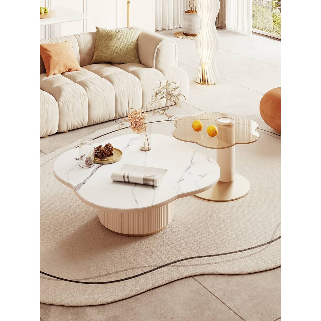 JASIWAY Petal-shaped High Coffee Table with Manufactured Wood Base